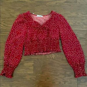 red long sleeve crop top